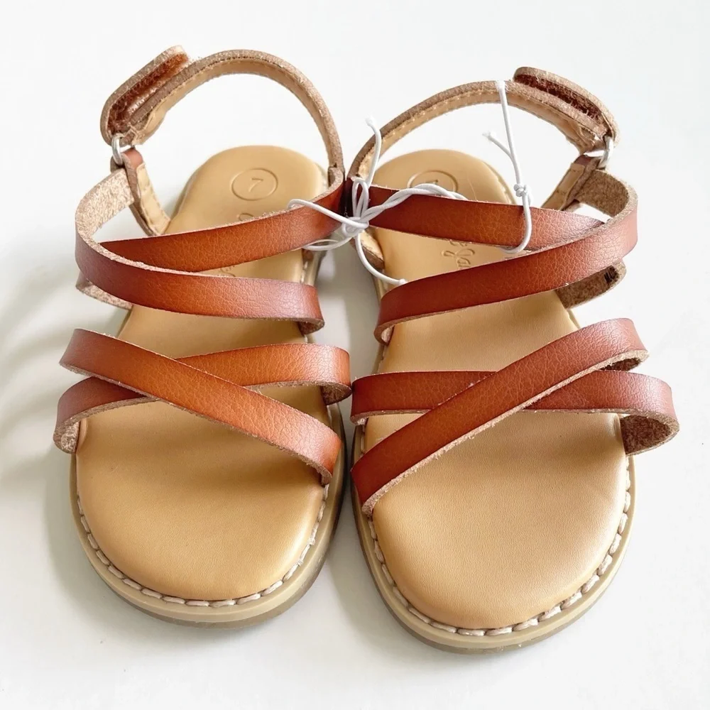 Cat & Jack Cognac Strappy Velcro Sandals